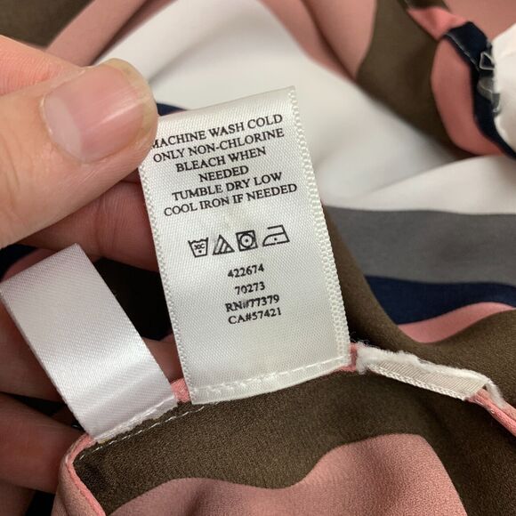 Ann Taylor Stripe Blouse Womens S Small Multi 1/2 Button Flap Pockets Loose Fit - Picture 10 of 13